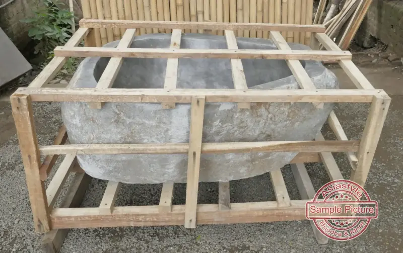 Product image of the product “Riverstone basin, natural surface, polished inside. Dia approx 111-120. Height 51-60 ”